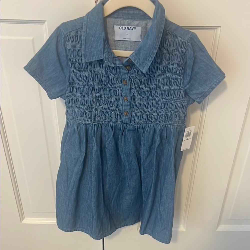 Old Navy Blue Denim Dress with Collared Neckline